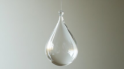 A shimmering glass teardrop suspended like a fragile hope holds the promise of fresh beginnings against a softly blurred