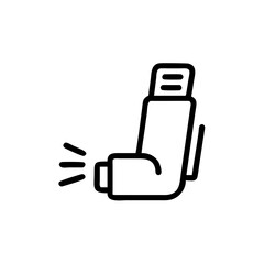 asthma Inhaler with hot weather warning icon illustration with design elements and medical symbolism  