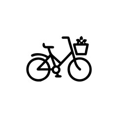 Fototapeta premium Bicycle with basket and flowers in minimalistic design 