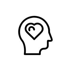 Human head silhouette with heart symbol representing emotions  