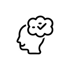 icon of head with single thought bubble one task mind of a head with a thought cloud and checkmark  