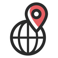 World location colored stroke icon