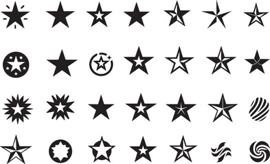 Collection of various star icons and symbols for design elements