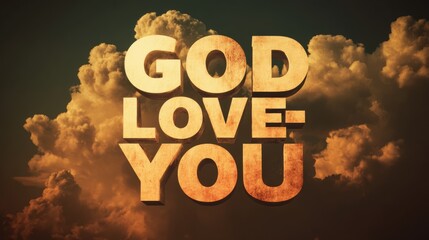 God love you text over dramatic sky	