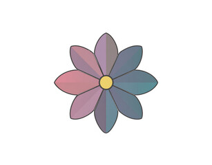 Fototapeta premium Stylized Flower with Gradient Petals and Yellow Center Black Outline