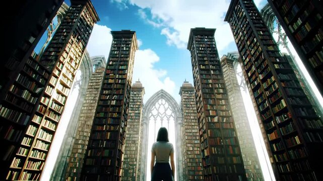 Library towering bookshelves inspiration