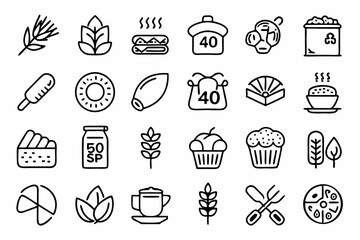 Single line icon depicting carbohydrate whole grains a dietary food graphic