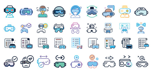 Fototapeta premium VR Game Icon Vector – Futuristic Gaming Goggles, Immersive Reality, Augmented Experience Symbol, Headset Design in Clean EPS Format for UI/UX, App Store, or Web Design
