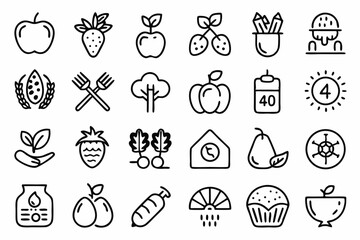 Fototapeta premium Fresh food organic farmer line icons a single icon set for branding and design projects