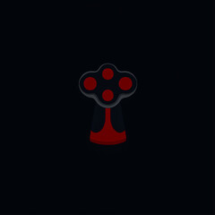 Sleek Minimalist Gaming Joystick Logo Featuring Smooth Vector Shapes Monochrome Palette with Striking Red Highlight Clean Typography Modern Professional Branding Design.