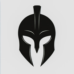 Spartan Helmet Silhouette Strong Warrior Emblem Bold Spartan Logo Iconic Spartan Symbol Isolated on White Background Powerful Ancient Warrior Design.