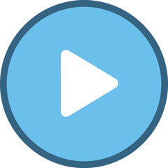 Simple play button icon with a white triangle inside a light blue circle