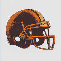 Vintage Football Helmet Logo Classic Distressed Retro Design on Crisp White Background Iconic Clean Emblem Style with Timeless Retro Color Palette Perfect for Sports Branding and Collectors.