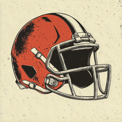 Vintage Football Helmet Logo Classic Distressed Retro Design on Crisp White Background Iconic Clean Emblem Style with Timeless Retro Color Palette Perfect for Sports Branding and Collectors.