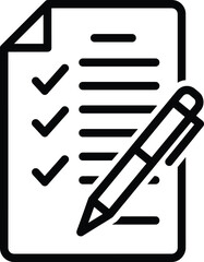 Checklist, survey, or to-do list line icon with pen