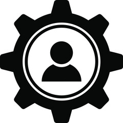 User settings or account management icon with a person symbol inside a gear