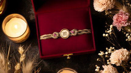 Luxury Rakhi Set Featuring Pearls and Silver Thread, Ideal for Sibling Festival
