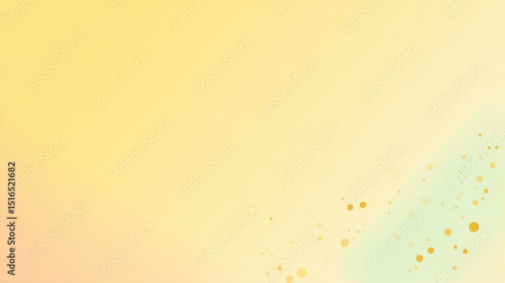 Poster flat pastel yellow background with subtle soft gradient and minimalist decorative dots in one corner