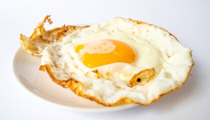 Classic egg-based breakfast dishes isolated on white background with steam effect and warm-toned lighting for morning meal visuals