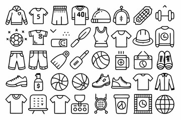 Single line icon representing sports apparel retail store merchandise