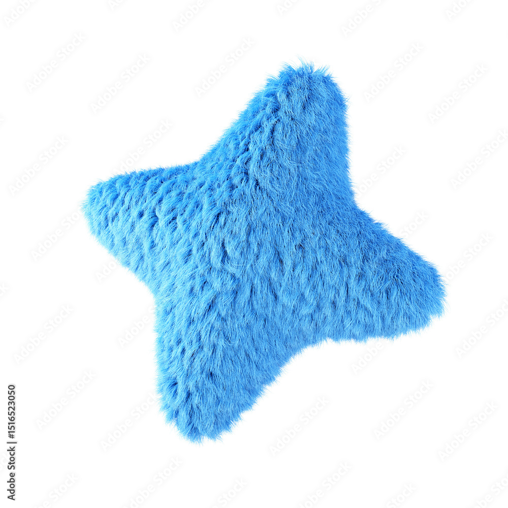 Poster plush star shape isolated on white background. 3d design element.