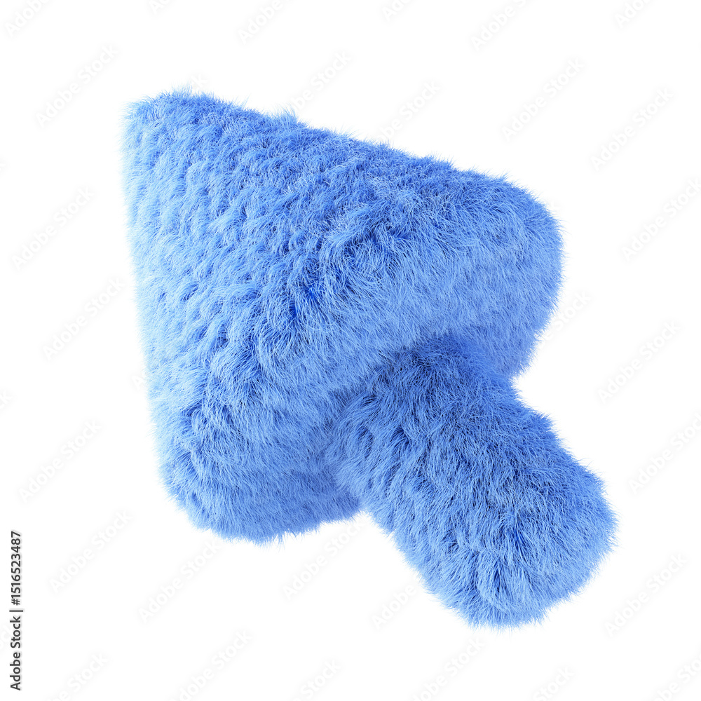 Canvas Prints arrow shape with blue fur, isolated on white background. 3d rendering.