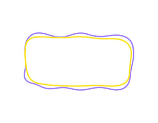 Wavy Rectangular Frame with Yellow and Purple Lines HandDrawn Style