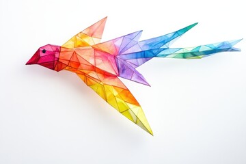 Naklejka premium A colorful kite with a long tail spread, A colorful kite with a lengthy tail flying high