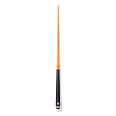 Isolated Billiard Cue Stick with Black Handle and Wooden Shaft on a White Background, Studio Shot