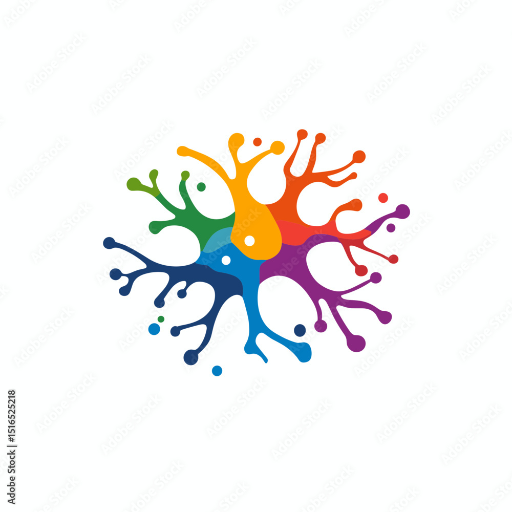 Poster abstract circular design with rainbow colored splashes in white background