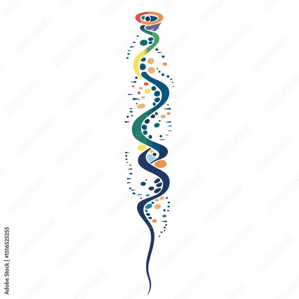Poster abstract colorful wavy line with circles on white background graphic element