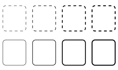 Smooth hexagon shape with geometric edges set. Regular polygon icon. Flat vector illustration isolated on white background.