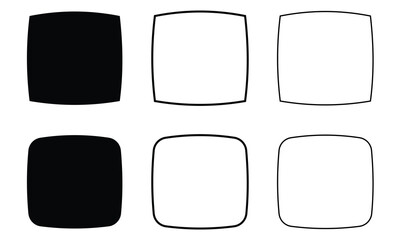 Smooth hexagon shape with geometric edges set. Regular polygon icon. Flat vector illustration isolated on white background.