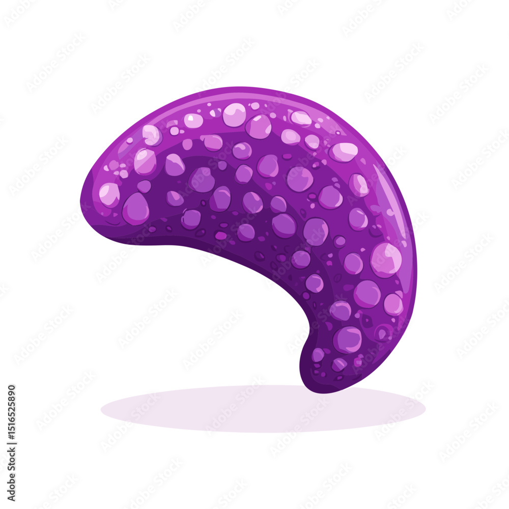 Poster abstract pixel art purple blob object with white spots isolated on white background