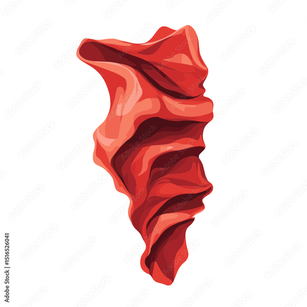 Poster abstract red shape with curving lines and gradient design on a white background for modern art and g
