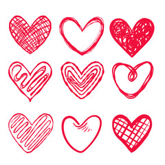 Collection of doodle and sketch heart shape. hand drawn scribble heart icons.