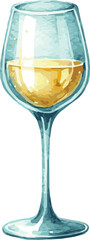 Vector watercolor painted illustration of a glass of wine