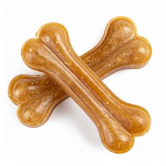 Close-Up New Rawhide Dog Chews Isolated on White Background with Clipping Path