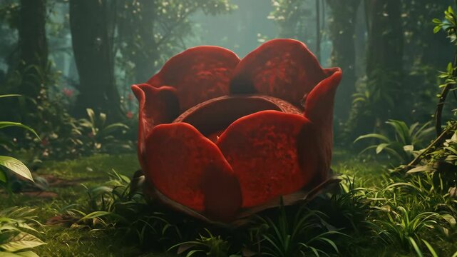 Rare Rafflesia Flower in Tropical Rainforest