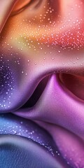 Wet silk with shine and iridescence effects in natural light 