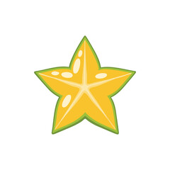 Obraz premium Starfruit Illustration , Tropical Fruit Graphic with Star Shape and Yellow Flesh.