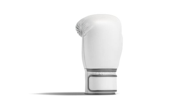 Blank white single boxing glove, 4k, looped rotation