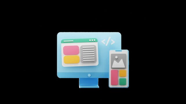Responsive Web Design: 3D animation of a Computer and Smartphone