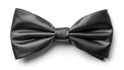 A Classic Dark Gray Bow Tie, Elegant and Smooth Fabric Texture, Isolated on White Background