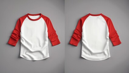 Men's slim-fitting long sleeve baseball shirt. Red Mock-up design template for branding