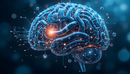 Fototapeta premium Digital Brain Illumination: AI Art of Breakthrough Thinking & Innovation