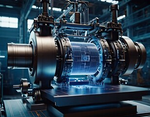 Fototapeta premium Industry and technology drive the production of powerful car engines, showcasing advanced metal manufacturing and machinery.