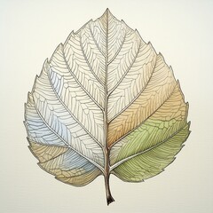 Generated image Natural leaf,  in light green, brown