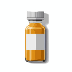 Obraz premium Amber Glass Medicine Bottle with White Label and Screw Cap Against White Background for Prescription Liquid