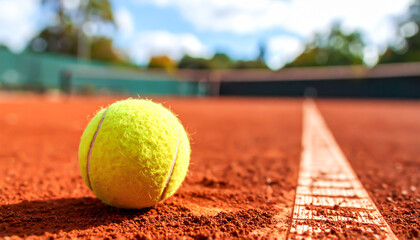 Tennisball auf Tennisplatz 